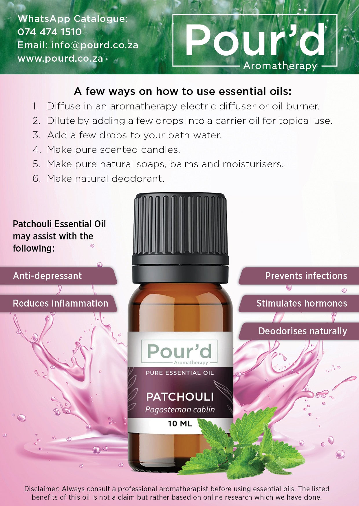 Patchouli pure essential oil 10ml