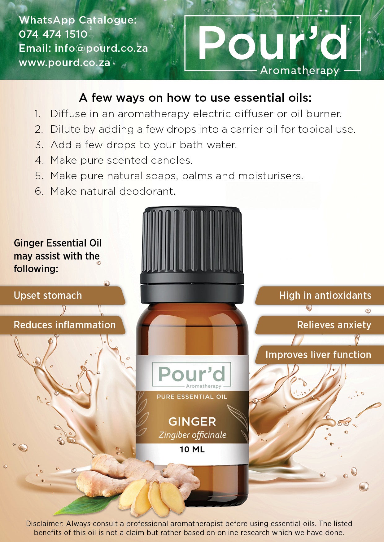 Ginger pure essential oil 10ml