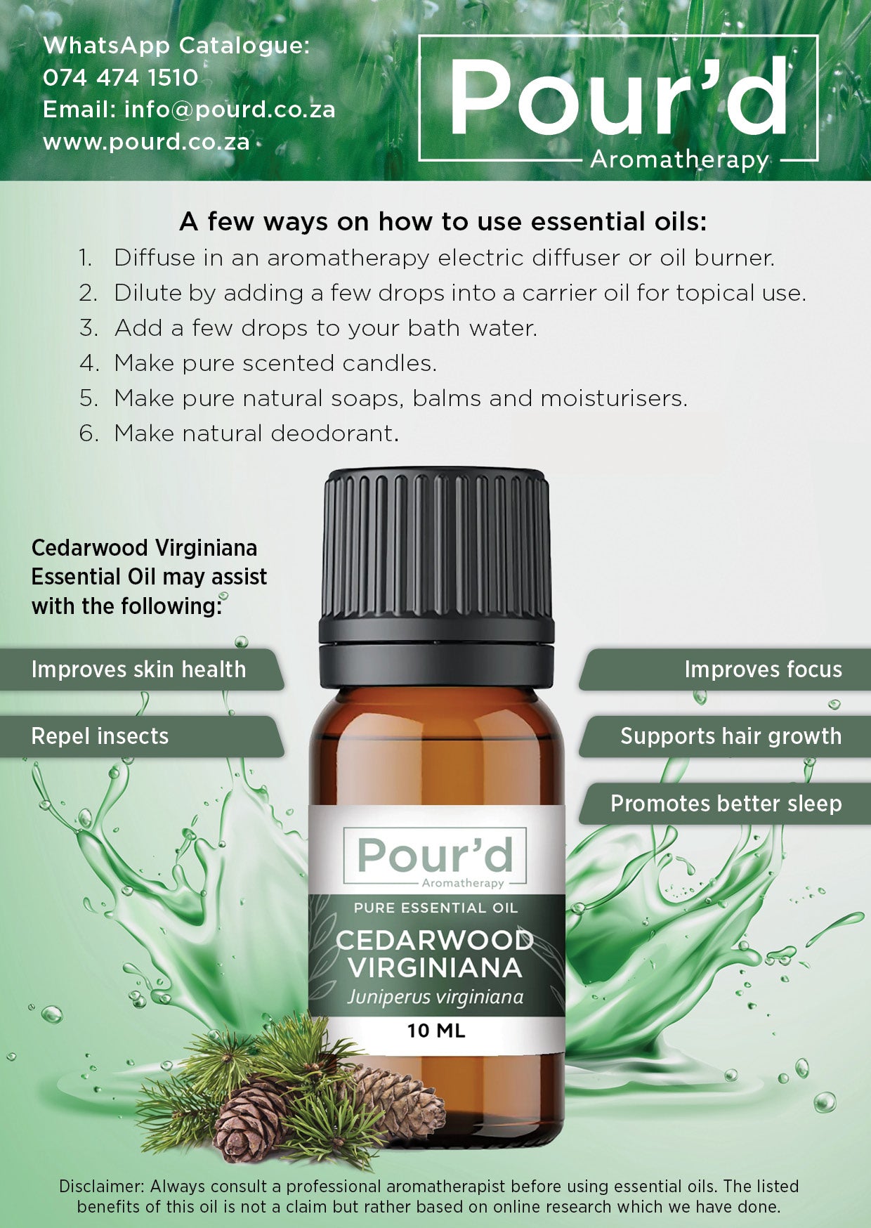 Cedarwood Pure Essential Oil 10ml