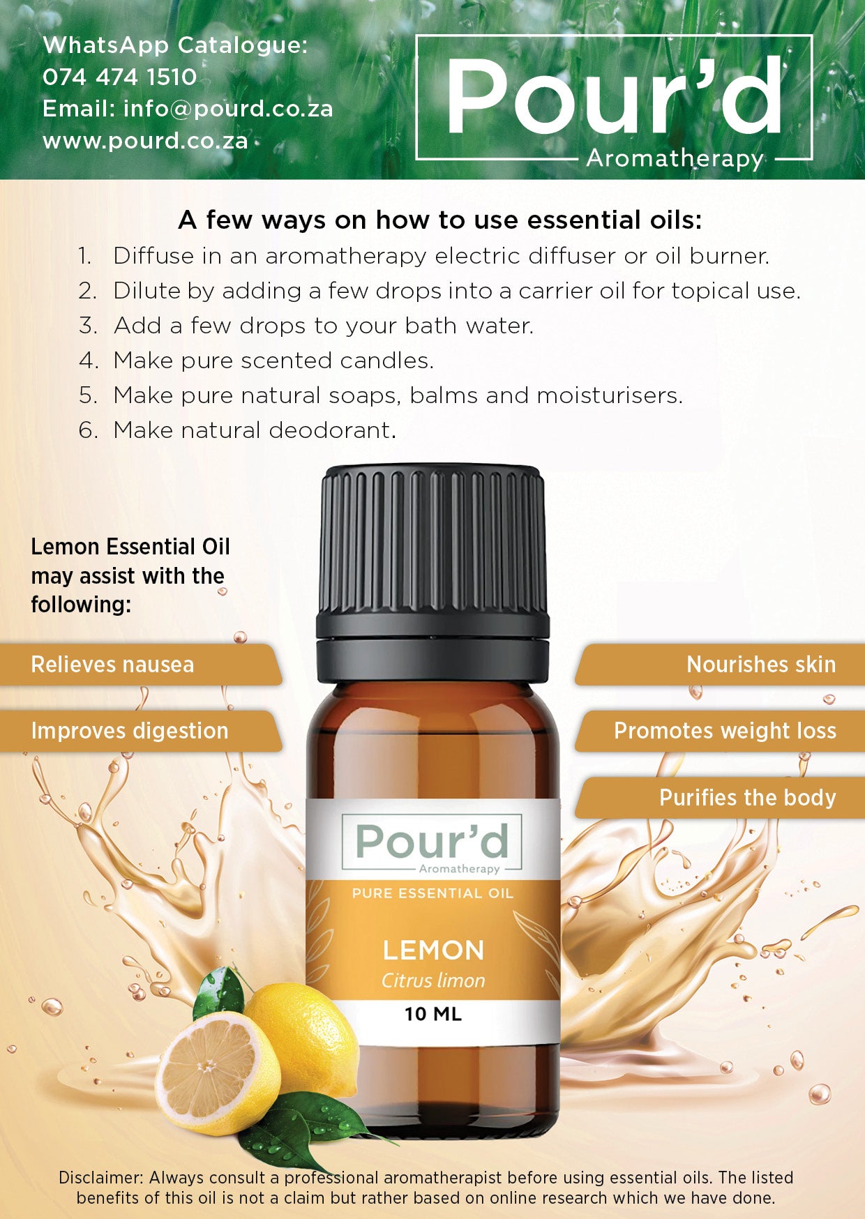 Lemon pure essential oil 10ml