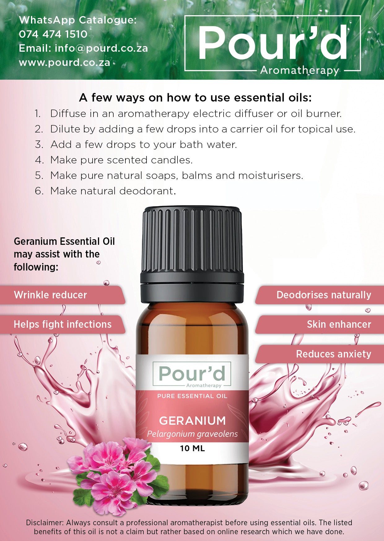 Geranium pure essential oil 10ml
