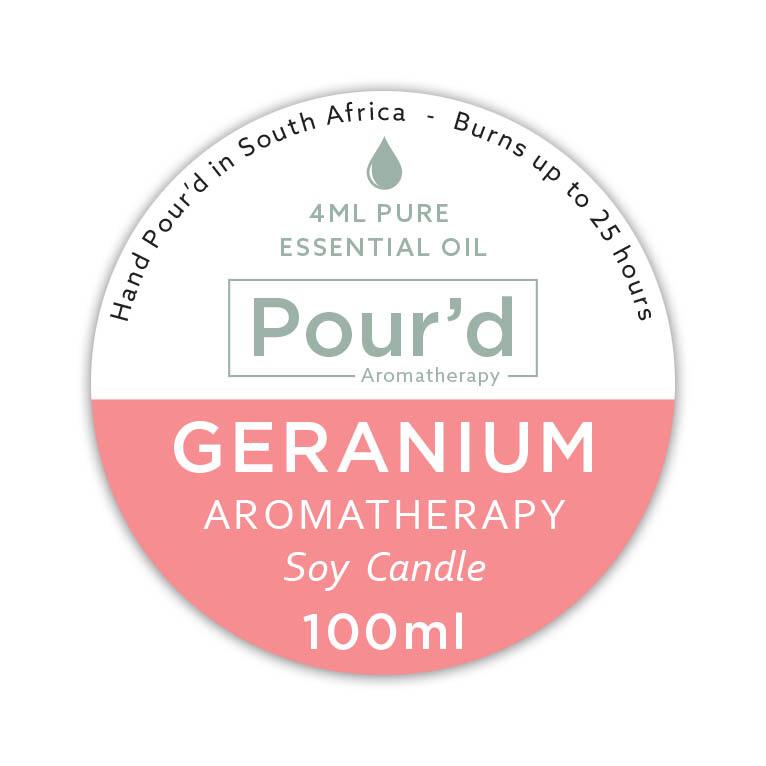 Geranium aromatherapy soy candle 100ml