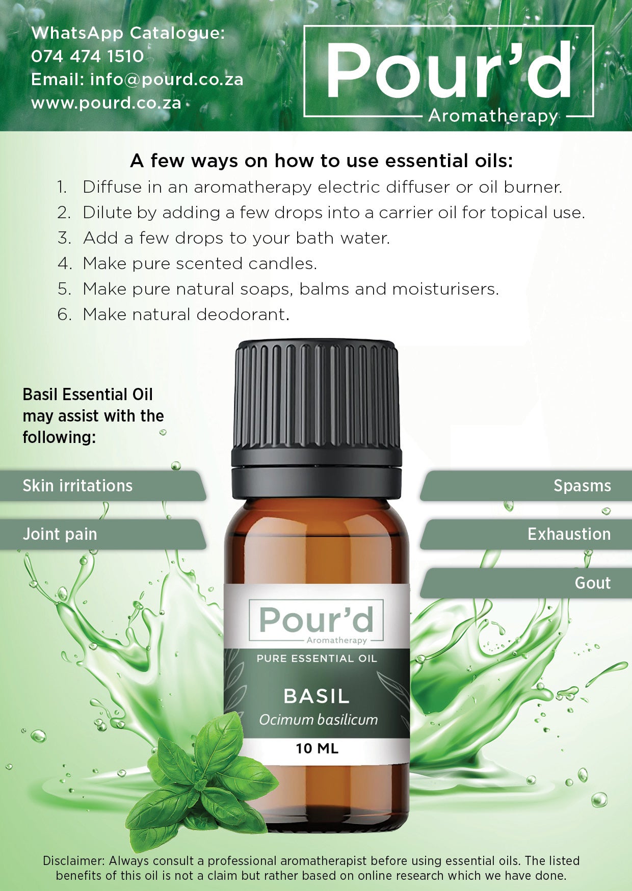 Basil Pure Essential Oil 10ml