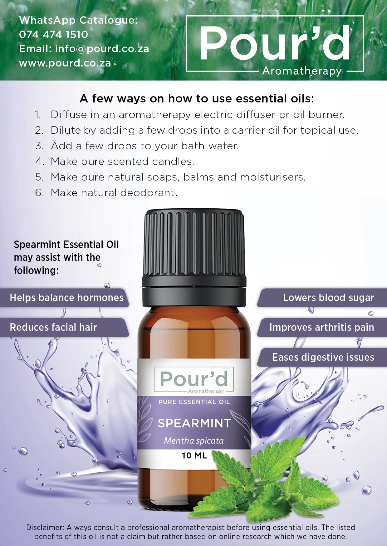 Spearmint pure essential oil 10ml
