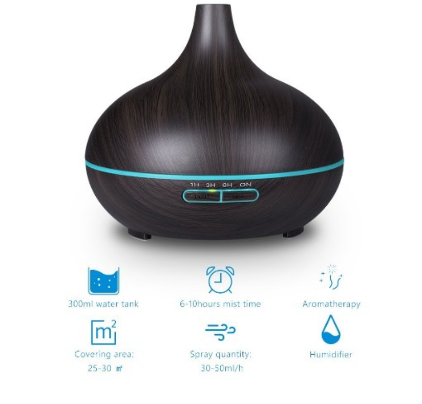 Aromatherapy Electric Diffuser & Humidifier Ultrasonic 300ml Green Leaf