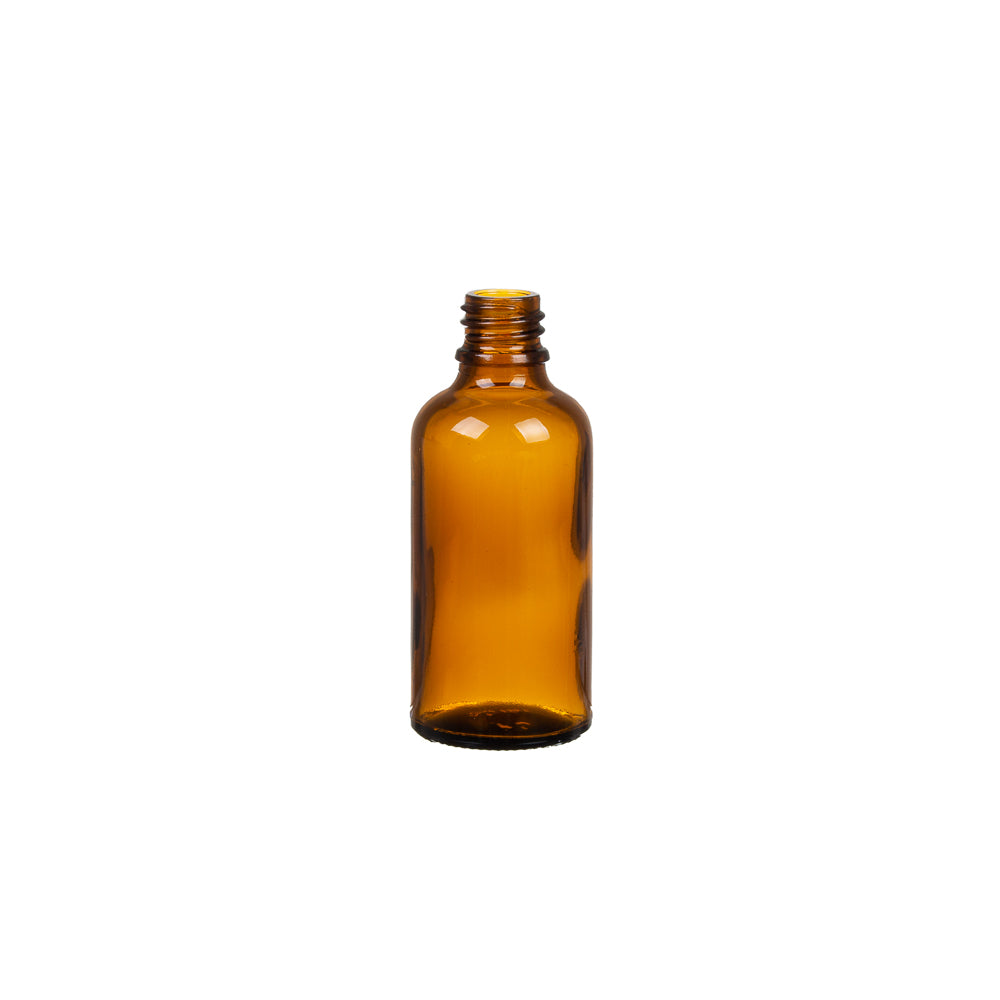 50ml Essential oil empty glass bottle with lid and slow flow inner pourer.
