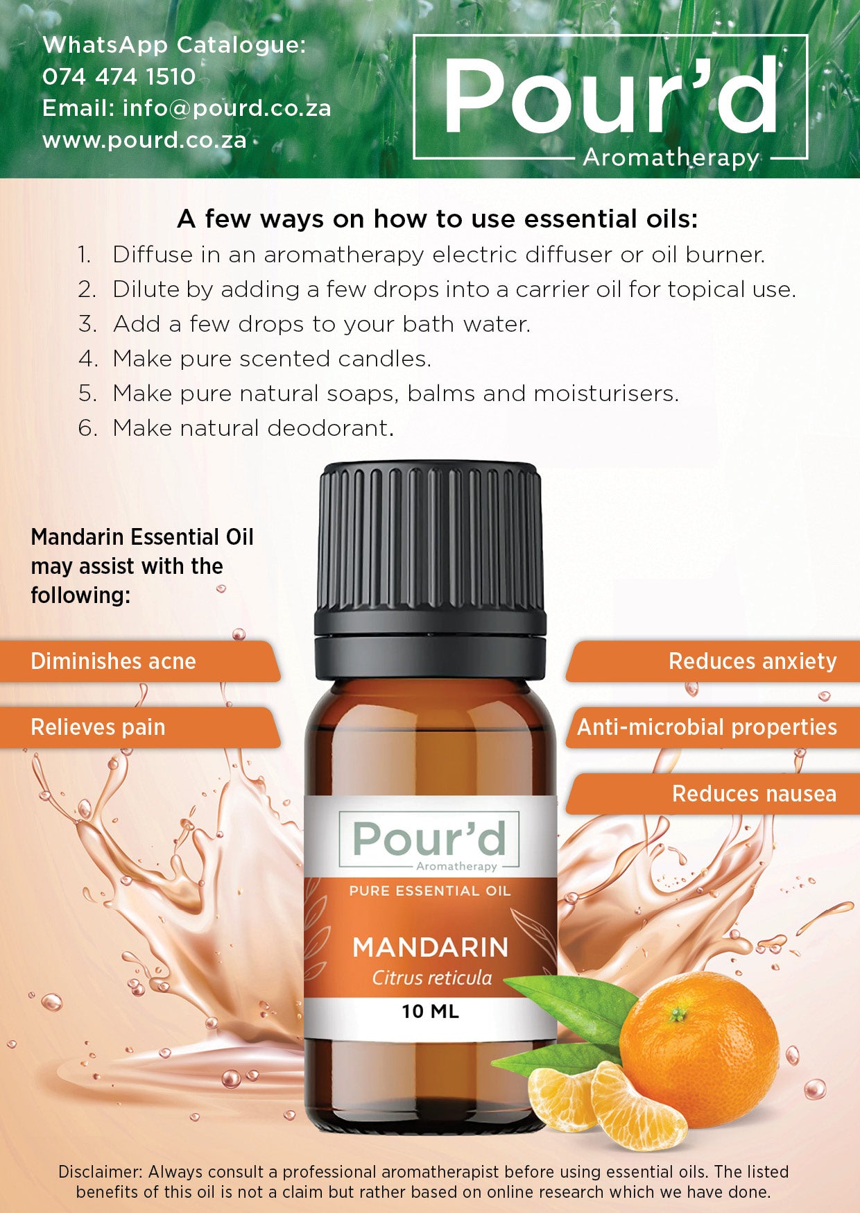 Mandarin pure Essential Oil 10ml