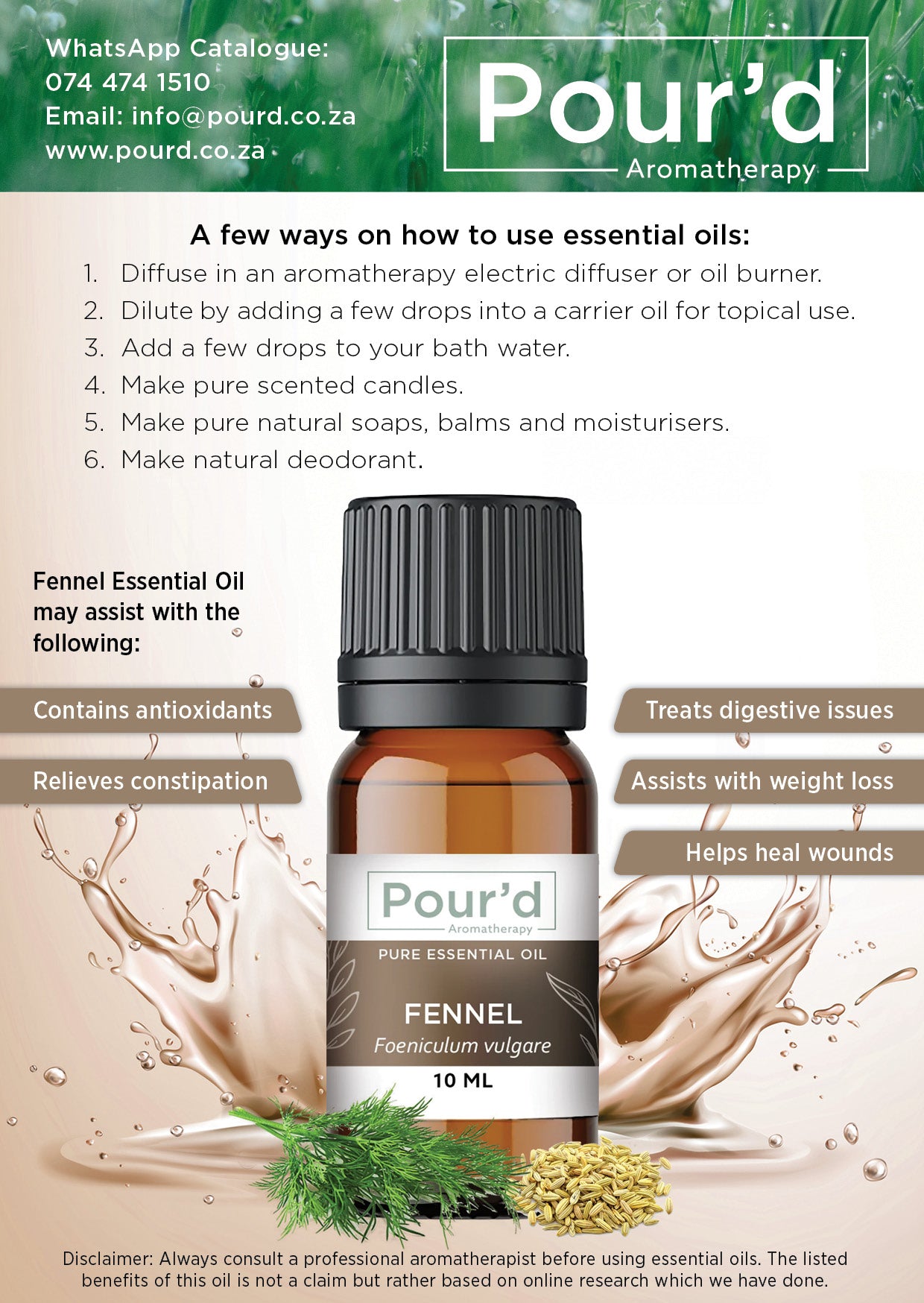 Fennel pure essential oil 10ml