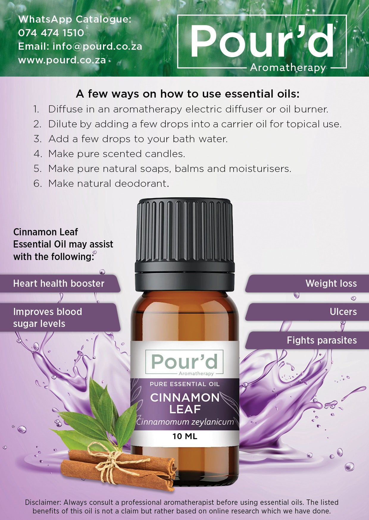 Cinnamon Leaf pure essential oil 10ml