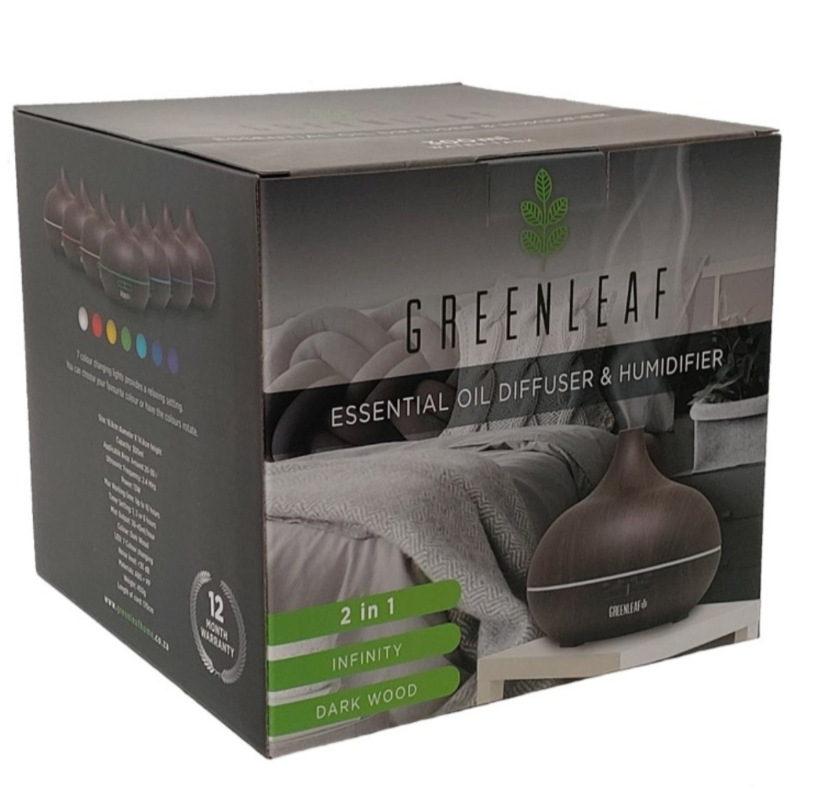 Aromatherapy Electric Diffuser & Humidifier Ultrasonic 300ml Green Leaf