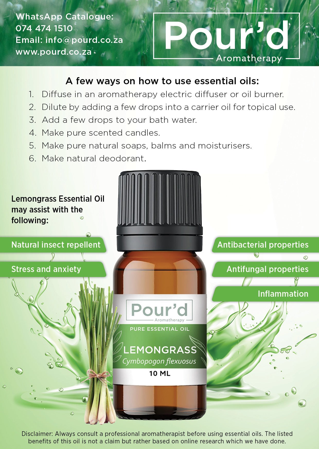 lemongrass pure essential oil 10ml