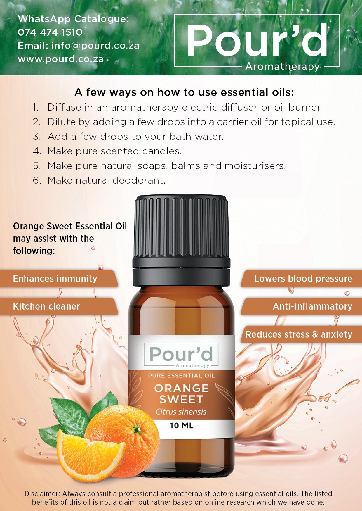 Orange Sweet pure Essential Oil 10ml