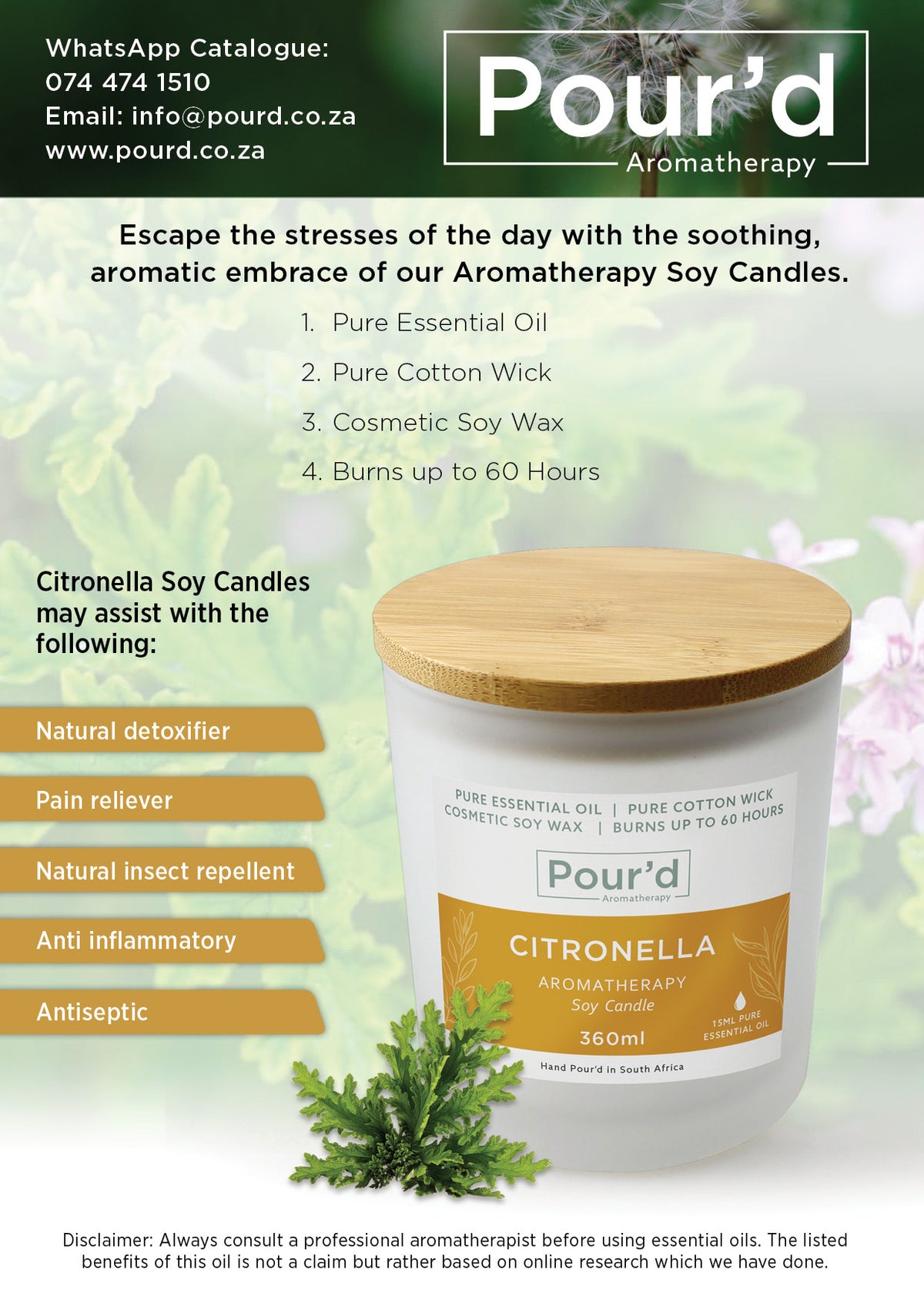 Citronella Aromatherapy Soy Candle 360ml