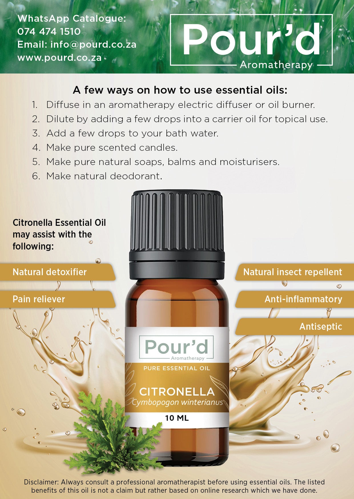 Citronella pure essential oil 10ml