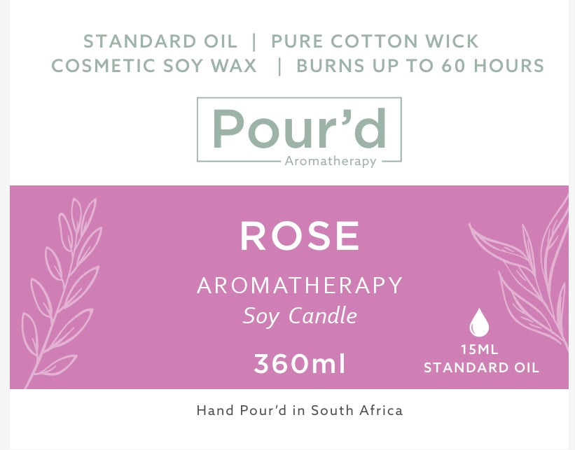 Rose Aromatherapy Soy Candle 360ml Lunar glass