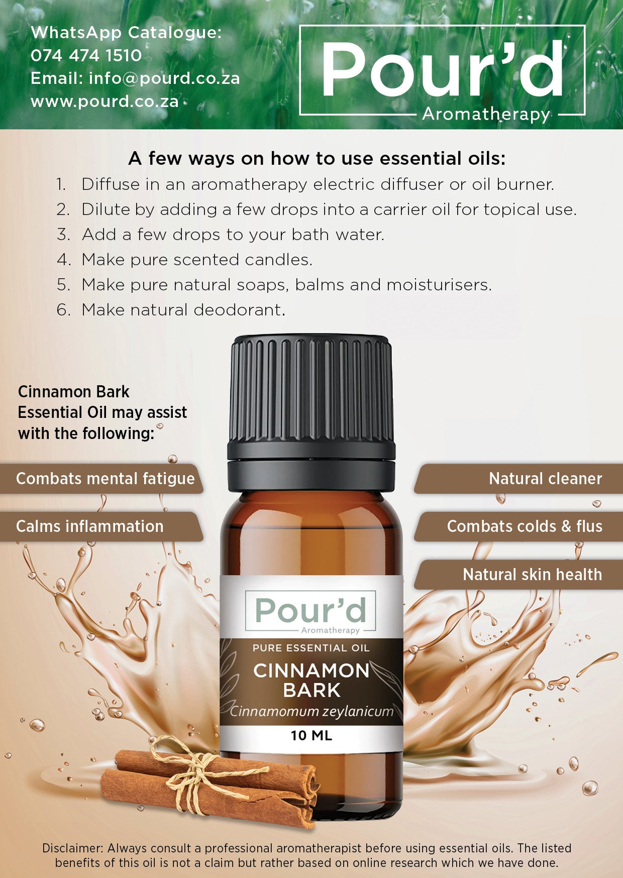Cinnamon Bark pure essential oil 10ml