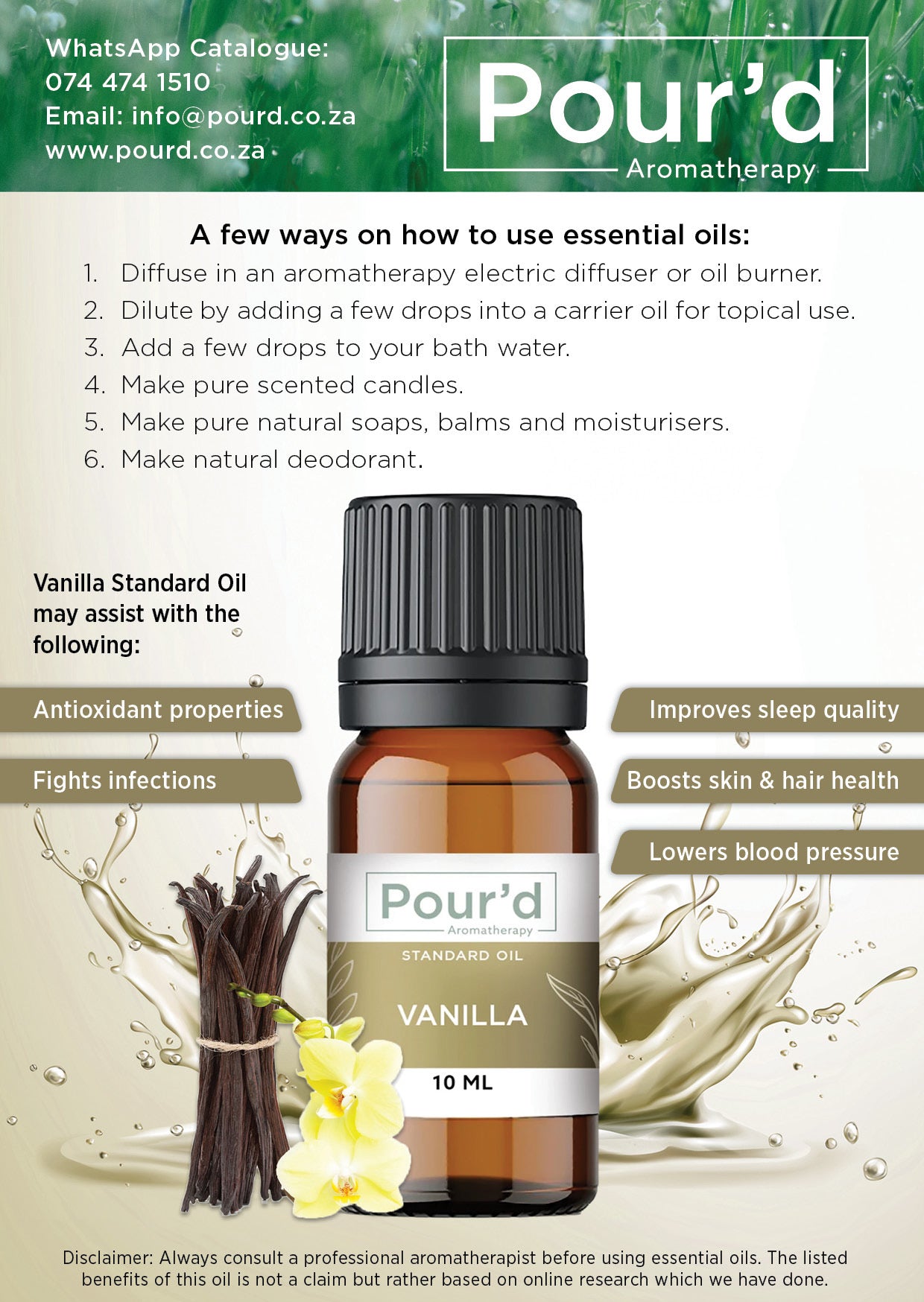 Vanilla standard essential oil 10ml