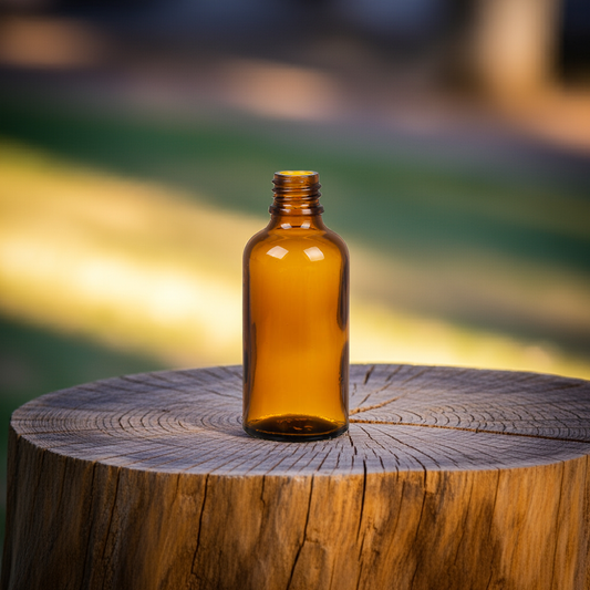 50ml Essential oil empty glass bottle with lid and slow flow inner pourer.