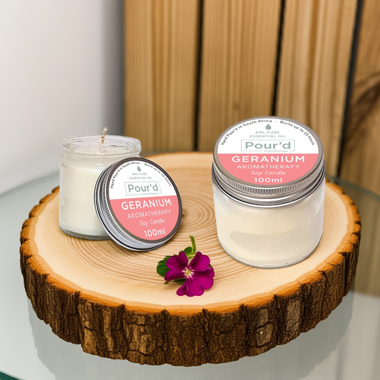 Geranium aromatherapy soy candle 100ml
