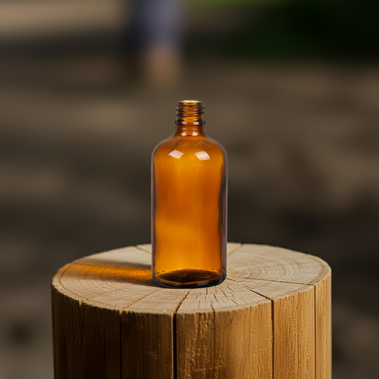 100ml Essential oil empty glass bottle with lid and slow flow inner pourer.