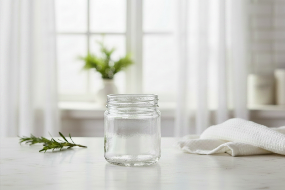 Open Clear Glass Jar - Airy Kitchen Setting